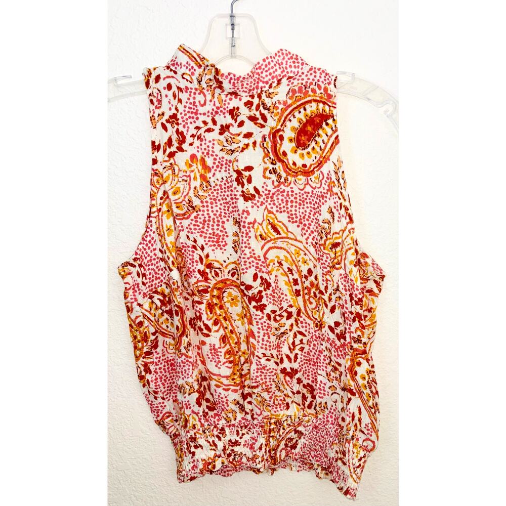 Cynthia Rowley Sleeveless Women's Orange Blouse Tank Paisley Boho NWT Size Small